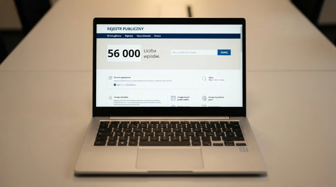Fragment ekranu z Rejestru Domen MF (hazard.mf.gov.pl) z widoczną liczbą wpisów i polem wyszukiwania