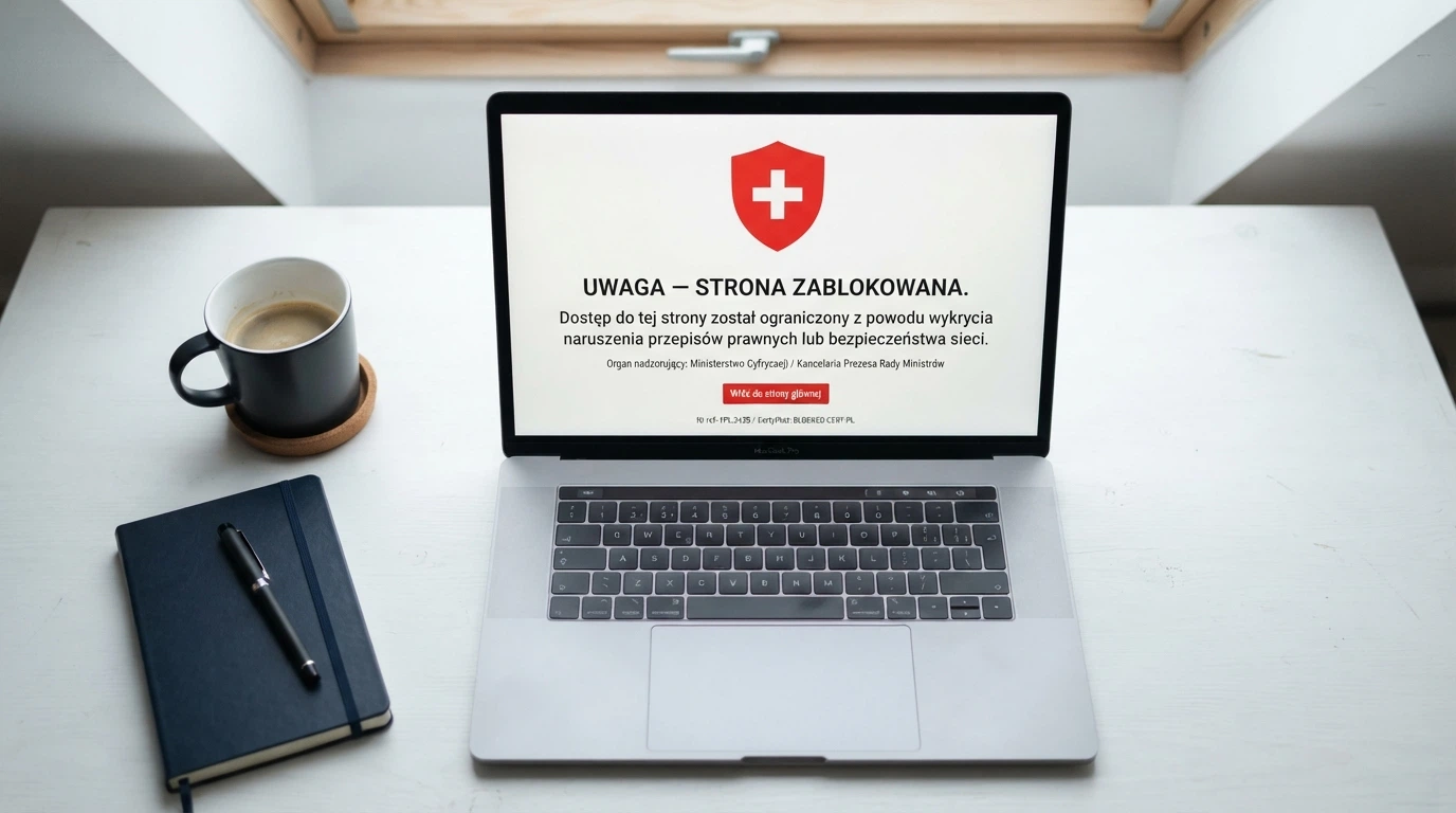 Ekran Rejestru Domen Służących do Oferowania Gier Hazardowych z listą zablokowanych witryn hazardowych