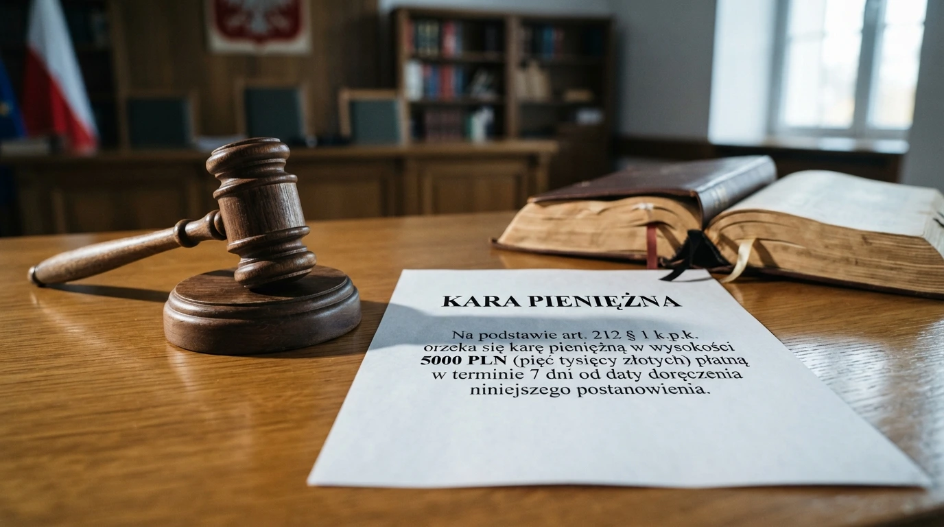Dokument ustawy o grach hazardowych z artykułem 29a obok symboli sądu i grzywny