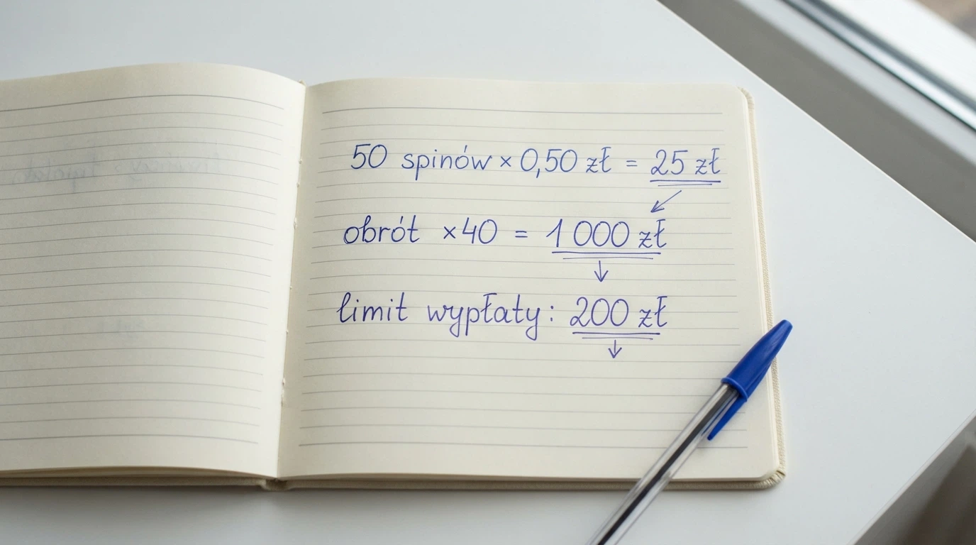 Fragment regulaminu promocji kasyna z warunkami obrotu i limitem wygranej